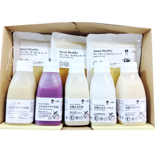 [Refrigerated] Set of 5 organic brown rice drinks and 3 vegan soups (94040) 